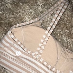 Lululemon pin striped creme and tan bra◻️◻️◻️